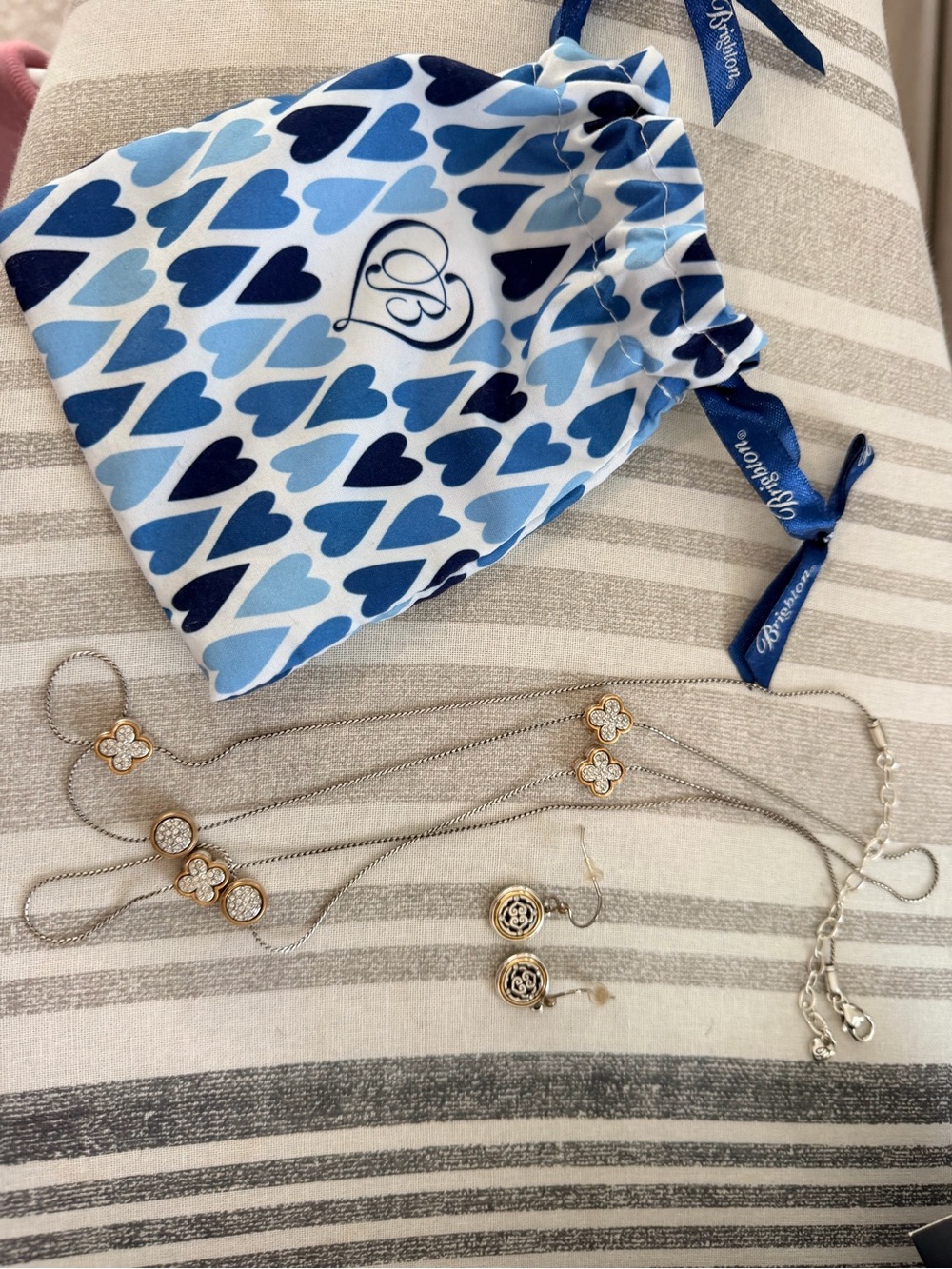 Brighton Silver & Gold Tone Multi-Charm Necklace and Drop Earrings